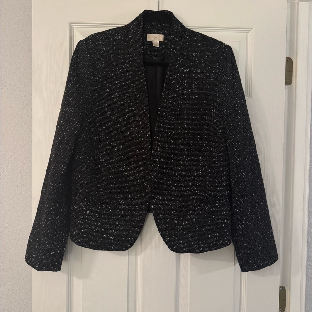 LOFT Black and White Women's Tweed Blazer